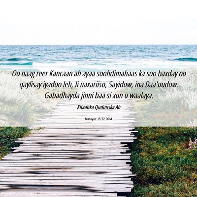 Picture 06 - Matayos 15:22 SOM - Oo naag reer Kancaan ah ayaa soohdimahaas ka soo - Bible Verse Picture