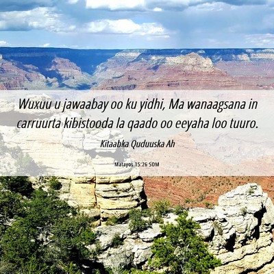 Picture 06 - Matayos 15:26 SOM - Wuxuu u jawaabay oo ku yidhi, Ma wanaagsana in - Bible Verse Picture