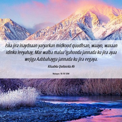 Picture 06 - Matayos 18:10 SOM - Iska jira inaydnaan yaryarkan midkood quudhsan, - Bible Verse Picture