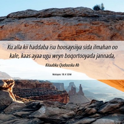 Picture 06 - Matayos 18:4 SOM - Ku alla kii haddaba isu hoosaysiiya sida ilmahan - Bible Verse Picture