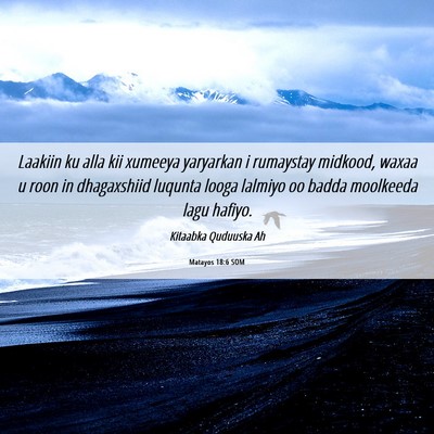 Picture 06 - Matayos 18:6 SOM - Laakiin ku alla kii xumeeya yaryarkan i rumaystay - Bible Verse Picture