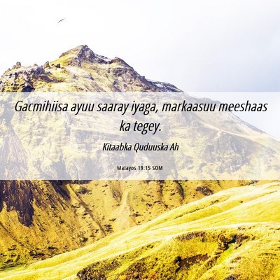 Picture 06 - Matayos 19:15 SOM - Gacmihiisa ayuu saaray iyaga, markaasuu meeshaas - Bible Verse Picture
