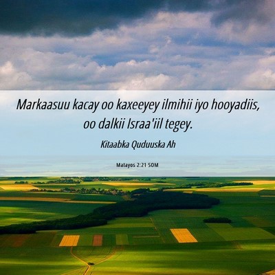 Picture 06 - Matayos 2:21 SOM - Markaasuu kacay oo kaxeeyey ilmihii iyo - Bible Verse Picture