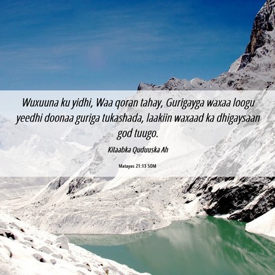 Picture 06 - Matayos 21:13 SOM - Wuxuuna ku yidhi, Waa qoran tahay, Gurigayga - Bible Verse Picture