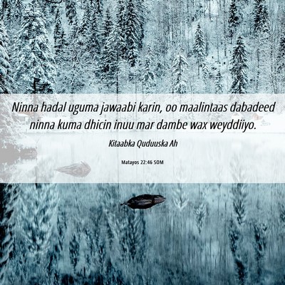Picture 06 - Matayos 22:46 SOM - Ninna hadal uguma jawaabi karin, oo maalintaas - Bible Verse Picture