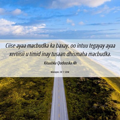 Picture 06 - Matayos 24:1 SOM - Ciise ayaa macbudka ka baxay, oo intuu tegayay - Bible Verse Picture