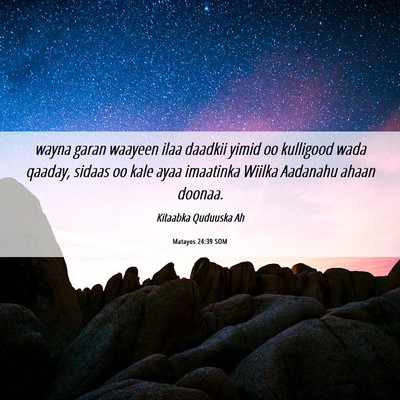 Picture 06 - Matayos 24:39 SOM - wayna garan waayeen ilaa daadkii yimid oo - Bible Verse Picture