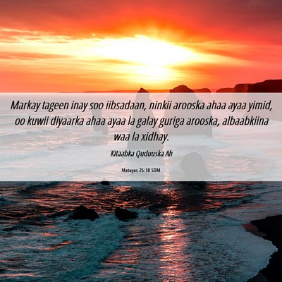Picture 06 - Matayos 25:10 SOM - Markay tageen inay soo iibsadaan, ninkii arooska - Bible Verse Picture