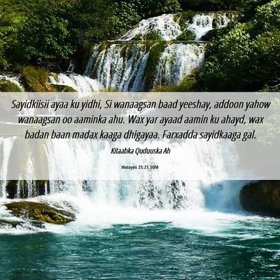 Picture 06 - Matayos 25:21 SOM - Sayidkiisii ayaa ku yidhi, Si wanaagsan baad - Bible Verse Picture