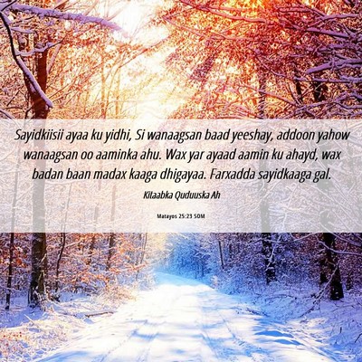 Picture 06 - Matayos 25:23 SOM - Sayidkiisii ayaa ku yidhi, Si wanaagsan baad - Bible Verse Picture
