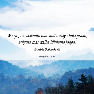Picture 06 - Matayos 26:11 SOM - Waayo, masaakiintu mar walba way idinla jiraan, - Bible Verse Picture