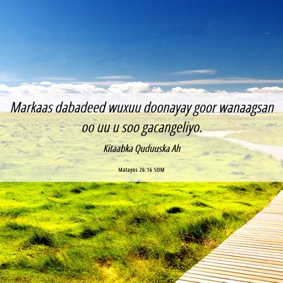 Picture 06 - Matayos 26:16 SOM - Markaas dabadeed wuxuu doonayay goor wanaagsan oo - Bible Verse Picture
