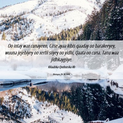 Picture 06 - Matayos 26:26 SOM - Oo intay wax cunayeen, Ciise ayaa kibis qaaday oo - Bible Verse Picture