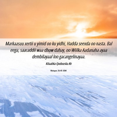 Picture 06 - Matayos 26:45 SOM - Markaasuu xertii u yimid oo ku yidhi, Hadda - Bible Verse Picture