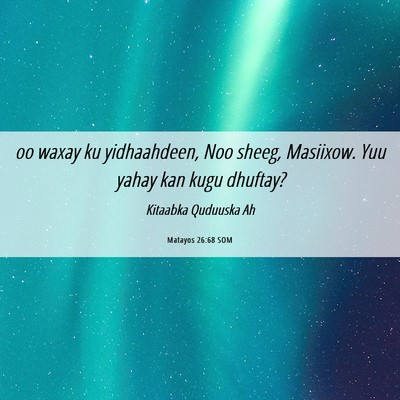 Picture 06 - Matayos 26:68 SOM - oo waxay ku yidhaahdeen, Noo sheeg, Masiixow. Yuu - Bible Verse Picture
