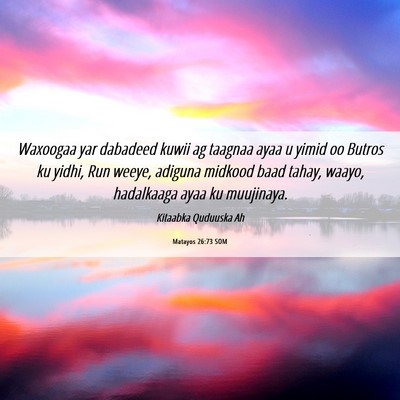 Picture 06 - Matayos 26:73 SOM - Waxoogaa yar dabadeed kuwii ag taagnaa ayaa u - Bible Verse Picture