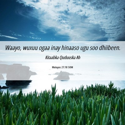 Picture 06 - Matayos 27:18 SOM - Waayo, wuxuu ogaa inay hinaaso ugu soo - Bible Verse Picture
