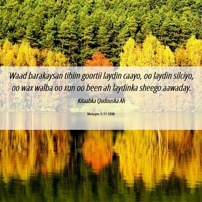Picture 06 - Matayos 5:11 SOM - Waad barakaysan tihiin goortii laydin caayo, oo - Bible Verse Picture