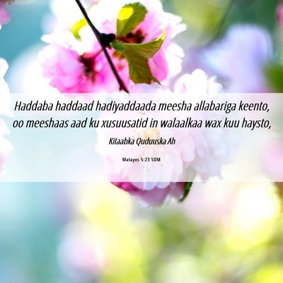 Picture 06 - Matayos 5:23 SOM - Haddaba haddaad hadiyaddaada meesha allabariga - Bible Verse Picture