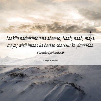 Picture 06 - Matayos 5:37 SOM - Laakiin hadalkiinnu ha ahaado, Haah, haah, maya, - Bible Verse Picture