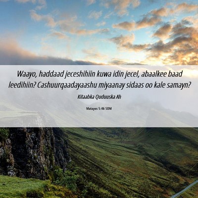 Picture 06 - Matayos 5:46 SOM - Waayo, haddaad jeceshihiin kuwa idin jecel, - Bible Verse Picture