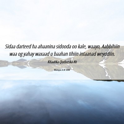 Picture 06 - Matayos 6:8 SOM - Sidaa darteed ha ahaanina sidooda oo kale, waayo, - Bible Verse Picture