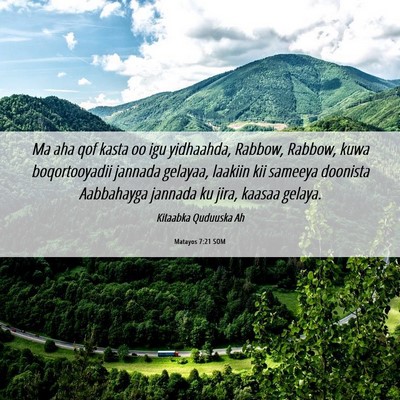 Picture 06 - Matayos 7:21 SOM - Ma aha qof kasta oo igu yidhaahda, Rabbow, - Bible Verse Picture