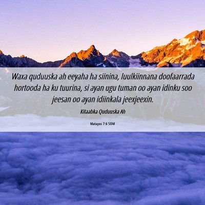 Picture 06 - Matayos 7:6 SOM - Waxa quduuska ah eeyaha ha siinina, luulkiinnana - Bible Verse Picture
