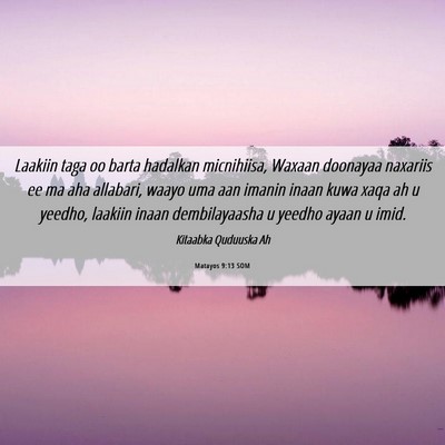 Picture 06 - Matayos 9:13 SOM - Laakiin taga oo barta hadalkan micnihiisa, Waxaan - Bible Verse Picture