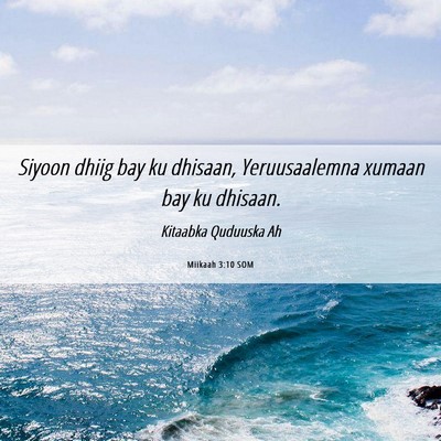 Picture 06 - Miikaah 3:10 SOM - Siyoon dhiig bay ku dhisaan, Yeruusaalemna xumaan - Bible Verse Picture