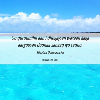 Picture 06 - Miikaah 5:15 SOM - Oo quruumihii aan i dhegaysan waxaan kaga - Bible Verse Picture