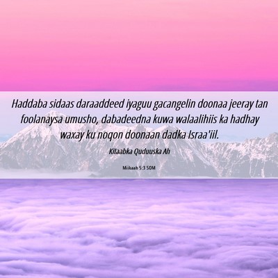 Picture 06 - Miikaah 5:3 SOM - Haddaba sidaas daraaddeed iyaguu gacangelin - Bible Verse Picture