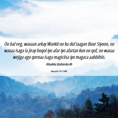 Picture 06 - Muujintii 14:1 SOM - Oo bal eeg, waxaan arkay Wankii oo ku dul taagan - Bible Verse Picture
