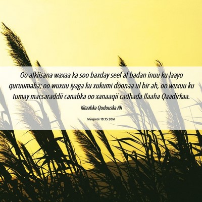Picture 06 - Muujintii 19:15 SOM - Oo afkiisana waxaa ka soo baxday seef af badan - Bible Verse Picture