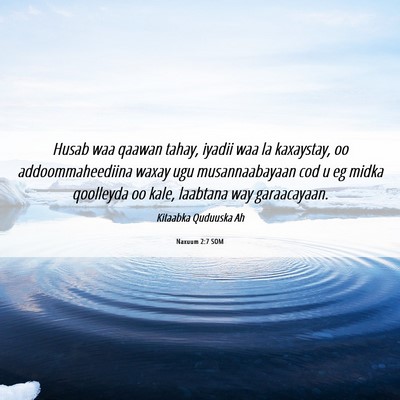 Picture 06 - Naxuum 2:7 SOM - Husab waa qaawan tahay, iyadii waa la kaxaystay, - Bible Verse Picture