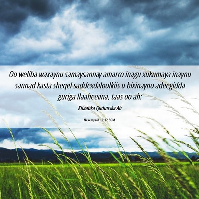 Picture 06 - Nexemyaah 10:32 SOM - Oo weliba waxaynu samaysannay amarro inagu - Bible Verse Picture