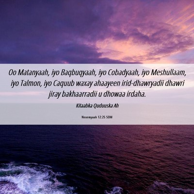 Picture 06 - Nexemyaah 12:25 SOM - Oo Matanyaah, iyo Baqbuqyaah, iyo Cobadyaah, iyo - Bible Verse Picture