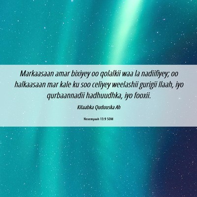 Picture 06 - Nexemyaah 13:9 SOM - Markaasaan amar bixiyey oo qolalkii waa la - Bible Verse Picture