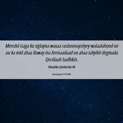 Picture 06 - Nexemyaah 3:18 SOM - Meeshii isaga ku xigtayna waxaa cusboonaysiiyey - Bible Verse Picture