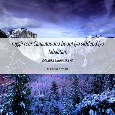 Picture 06 - Nexemyaah 7:27 SOM - raggii reer Canaatoodna boqol iyo siddeed iyo - Bible Verse Picture