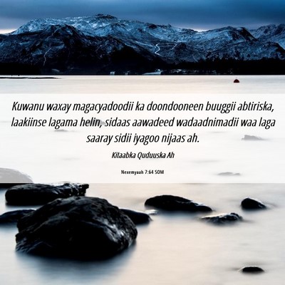 Picture 06 - Nexemyaah 7:64 SOM - Kuwanu waxay magacyadoodii ka doondooneen buuggii - Bible Verse Picture