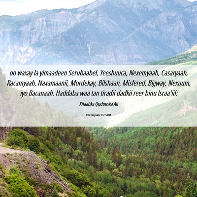 Picture 06 - Nexemyaah 7:7 SOM - oo waxay la yimaadeen Serubaabel, Yeeshuuca, - Bible Verse Picture