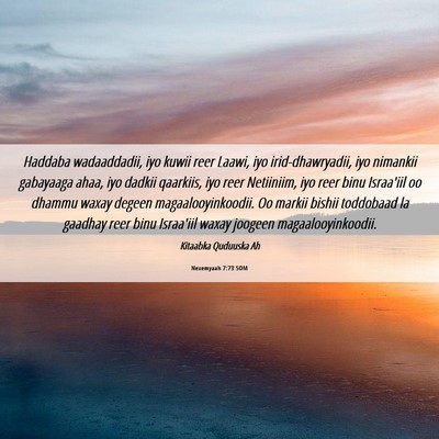 Picture 06 - Nexemyaah 7:73 SOM - Haddaba wadaaddadii, iyo kuwii reer Laawi, iyo - Bible Verse Picture