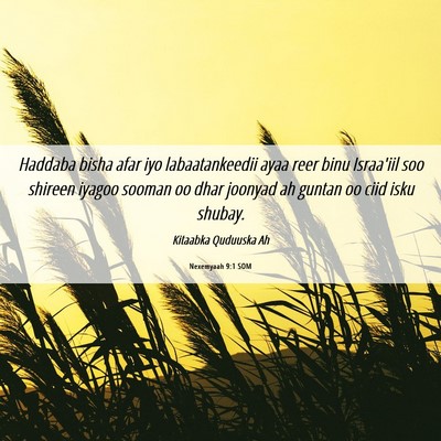 Picture 06 - Nexemyaah 9:1 SOM - Haddaba bisha afar iyo labaatankeedii ayaa reer - Bible Verse Picture