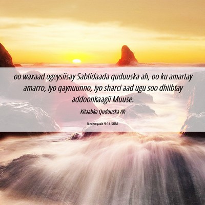 Picture 06 - Nexemyaah 9:14 SOM - oo waxaad ogeysiisay Sabtidaada quduuska ah, oo - Bible Verse Picture