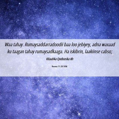Picture 06 - Rooma 11:20 SOM - Waa tahay. Rumaysaddarradoodii baa loo jebiyey, - Bible Verse Picture