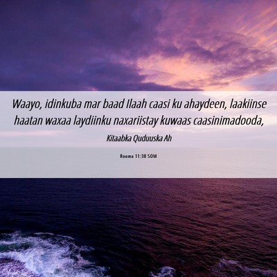Picture 06 - Rooma 11:30 SOM - Waayo, idinkuba mar baad Ilaah caasi ku ahaydeen, - Bible Verse Picture