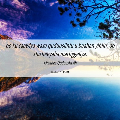 Picture 06 - Rooma 12:13 SOM - oo ku caawiya waxa quduusiintu u baahan yihiin, - Bible Verse Picture