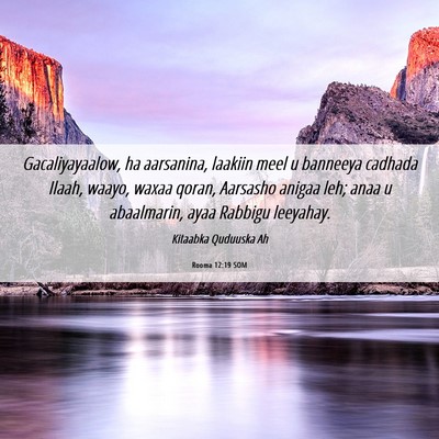 Picture 06 - Rooma 12:19 SOM - Gacaliyayaalow, ha aarsanina, laakiin meel u - Bible Verse Picture