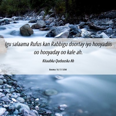 Picture 06 - Rooma 16:13 SOM - Igu salaama Rufus kan Rabbigu doortay iyo - Bible Verse Picture